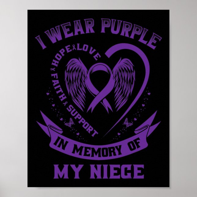 I Wear Purple In Memory Of My Niece Epilepsy Aware Poster (Front)