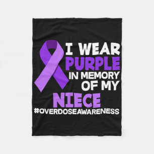 I Wear Purple In Memory Of My Niece Overdose Aware Fleece Blanket