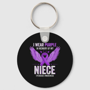 I Wear Purple In Memory Of My Niece Overdose Aware Key Ring