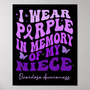 I Wear Purple In Memory Of My Niece Overdose Aware Poster