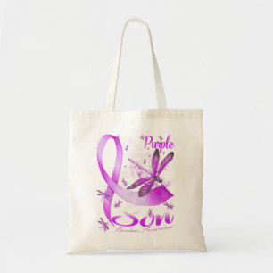 I Wear Purple In Memory Of My Son Dragonfly Tote Bag