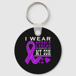 I Wear Purple In Memory Of My Son - Overdose Aware Key Ring