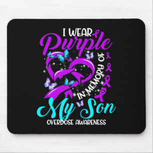 I Wear Purple In Memory Of My Son Overdose Awarene Mouse Mat
