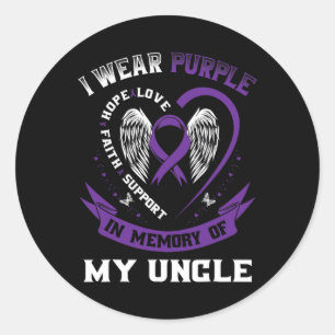 I Wear Purple In Memory Of Uncle Epilepsy Awarenes Classic Round Sticker