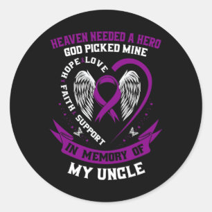 I Wear Purple In Memory Of Uncle Pancreatic Cancer Classic Round Sticker