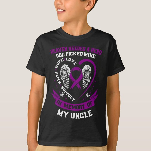 I Wear Purple In Memory Of Uncle Pancreatic Cancer T-Shirt (Front)