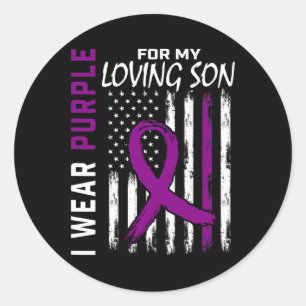 I Wear Purple Loving Son Epilepsy Awareness Americ Classic Round Sticker