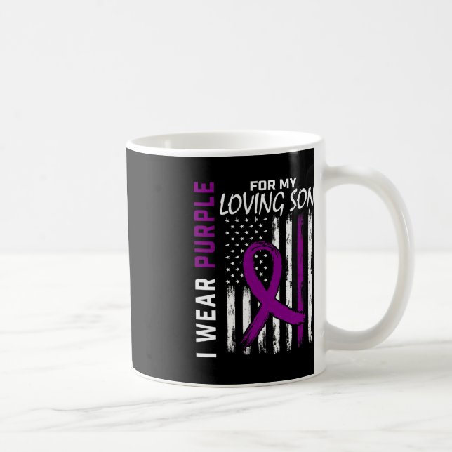 I Wear Purple Loving Son Epilepsy Awareness Americ Coffee Mug (Right)