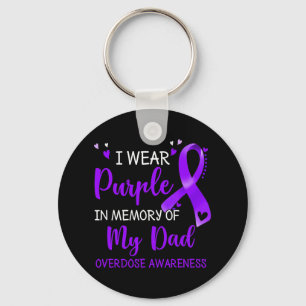 I Wear Purple Memory Of Dad Overdose Awareness Rib Key Ring
