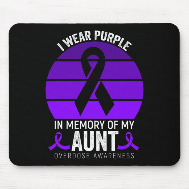 I Wear Purple Overdose Awareness Purple Ribbon Aun Mouse Mat (Front)