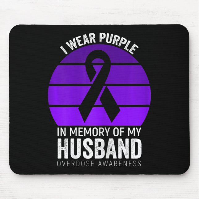 I Wear Purple Overdose Awareness Purple Ribbon Hus Mouse Mat (Front)