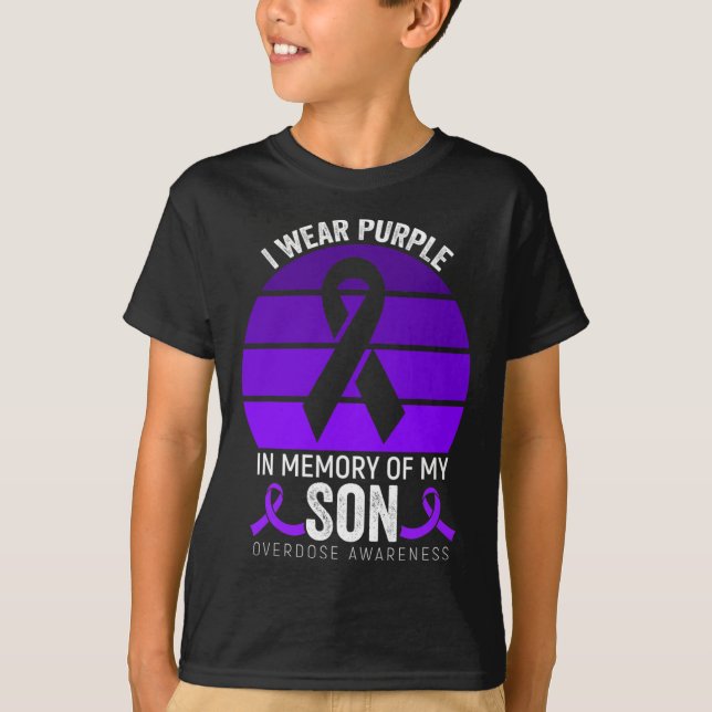 I Wear Purple Overdose Awareness Purple Ribbon Son T-Shirt (Front)