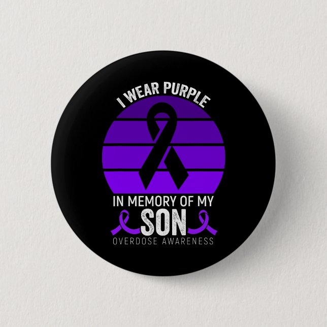 I Wear Purple Overdose Awareness Purple Ribbon Unc 6 Cm Round Badge (Front)