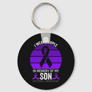 I Wear Purple Overdose Awareness Purple Ribbon Unc Key Ring