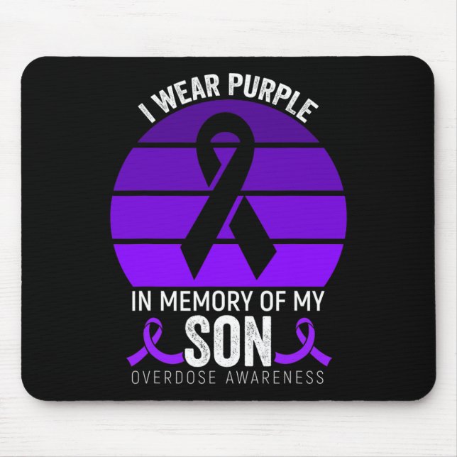 I Wear Purple Overdose Awareness Purple Ribbon Unc Mouse Mat (Front)