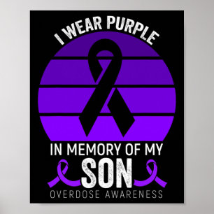 I Wear Purple Overdose Awareness Purple Ribbon Unc Poster
