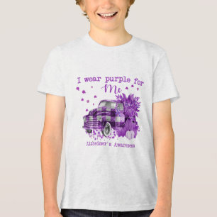 I Wear Purple Pumpkin Truck For Me Heimers Awarene Tri-Blend Shirt