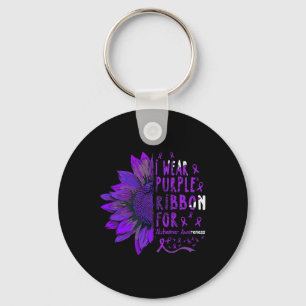 I Wear Purple Ribbon For Alzheimerheimer Awareness Key Ring