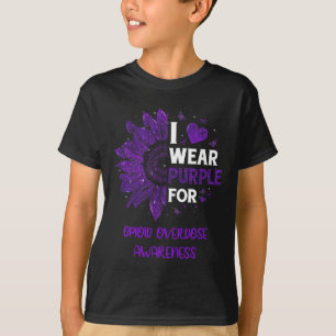 I Wear Purple Ribbon Opioid Overdose Awareness T-Shirt