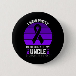 I Wear Purple Ribbon Overdose Awareness Uncle Memo 6 Cm Round Badge