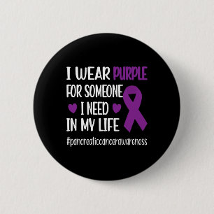 I Wear Purple Ribbon Pancreatic Cancer Warrior Fig 6 Cm Round Badge