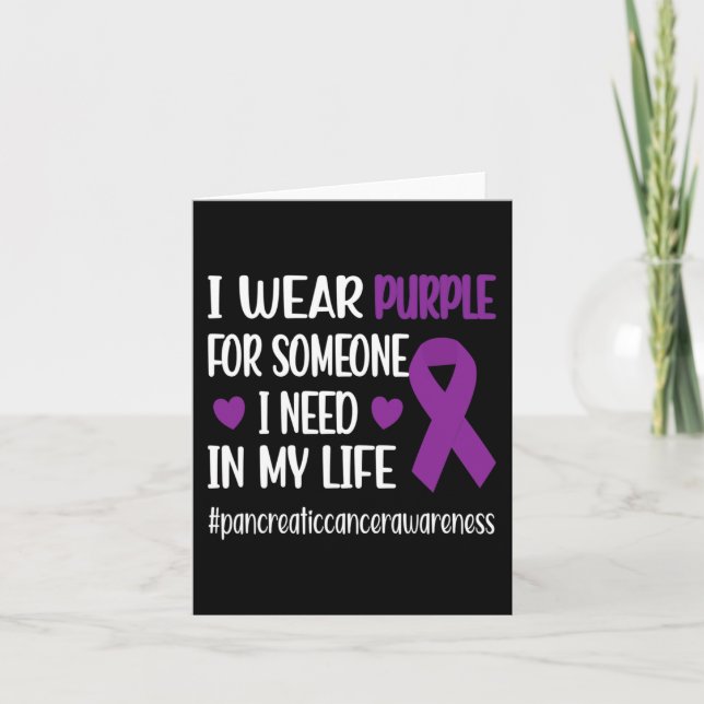 I Wear Purple Ribbon Pancreatic Cancer Warrior Fig Card (Front)
