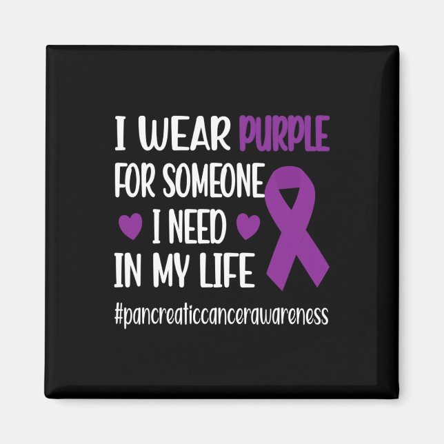 I Wear Purple Ribbon Pancreatic Cancer Warrior Fig Magnet (Front)