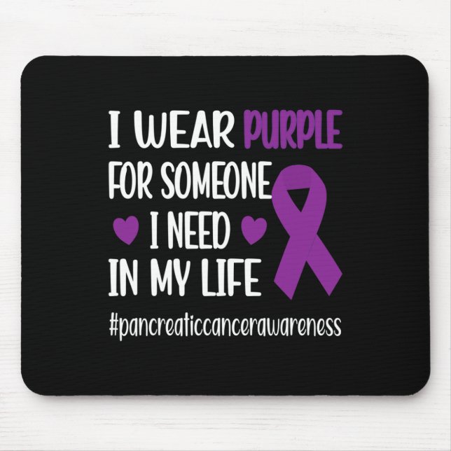 I Wear Purple Ribbon Pancreatic Cancer Warrior Fig Mouse Mat (Front)