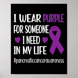I Wear Purple Ribbon Pancreatic Cancer Warrior Fig Poster