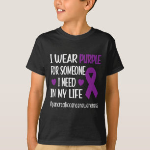 I Wear Purple Ribbon Pancreatic Cancer Warrior Fig T-Shirt