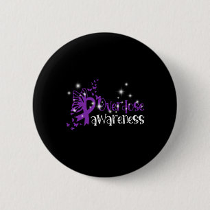 I Wear Purple Ribbon Suppor End Overdose Awareness 6 Cm Round Badge
