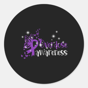 I Wear Purple Ribbon Suppor End Overdose Awareness Classic Round Sticker