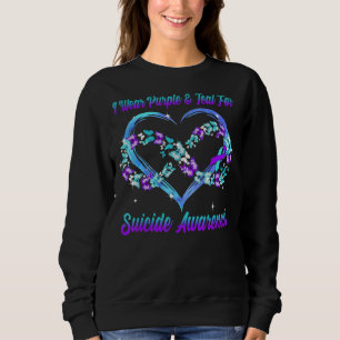 I Wear Purple & Teal For Suicide Awareness Heart B Sweatshirt