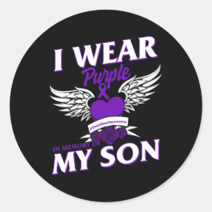 I Wear Purpleei In Memory Of My Son Overdose Aware Classic Round Sticker