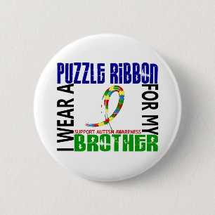 I Wear Puzzle Ribbon For My Brother 46 Autism 6 Cm Round Badge