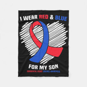 I Wear Red And Blue For My Son Chd Awareness Fleece Blanket