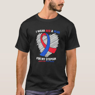 I Wear Red & Blue For My Stepson Chd Awareness T-Shirt