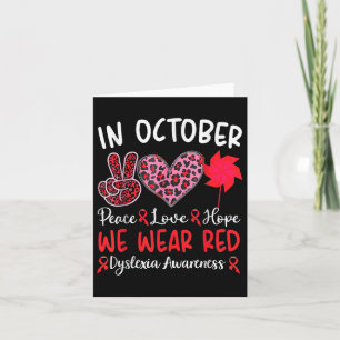 I Wear Red Dyslexia Awareness Month Dyslexia Card