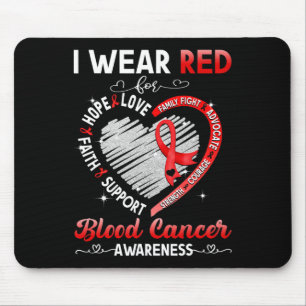 I Wear Red For Blood Cancer Awareness Gifts Mouse Mat