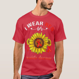 I Wear Red For Haemophilia Awareness Sunflower T-Shirt