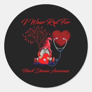 I Wear Red For Heart Disease Awareness Classic Round Sticker