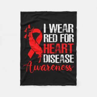 I Wear Red For Heart Disease Awareness Family Supp Fleece Blanket
