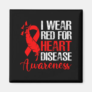 I Wear Red For Heart Disease Awareness Family Supp Magnet