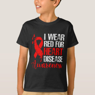I Wear Red For Heart Disease Awareness Family Supp T-Shirt