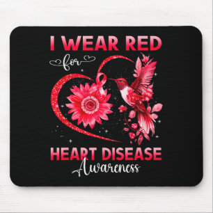 I Wear Red For Heart Disease Awareness Hummingbird Mouse Mat