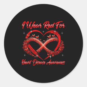 I Wear Red For Heart Disease Awareness Month Classic Round Sticker