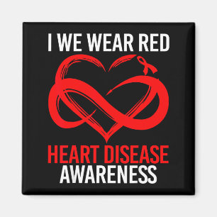 I Wear Red For Heart Disease Awareness Red Ribbon Magnet
