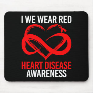 I Wear Red For Heart Disease Awareness Red Ribbon Mouse Mat