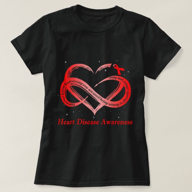 I Wear Red For Heart Disease Awareness Warrior  T-Shirt (Design Front)