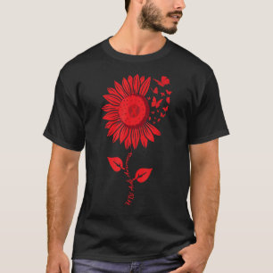 I wear Red For HIV AIDS Awareness Sunflower Leopar T-Shirt